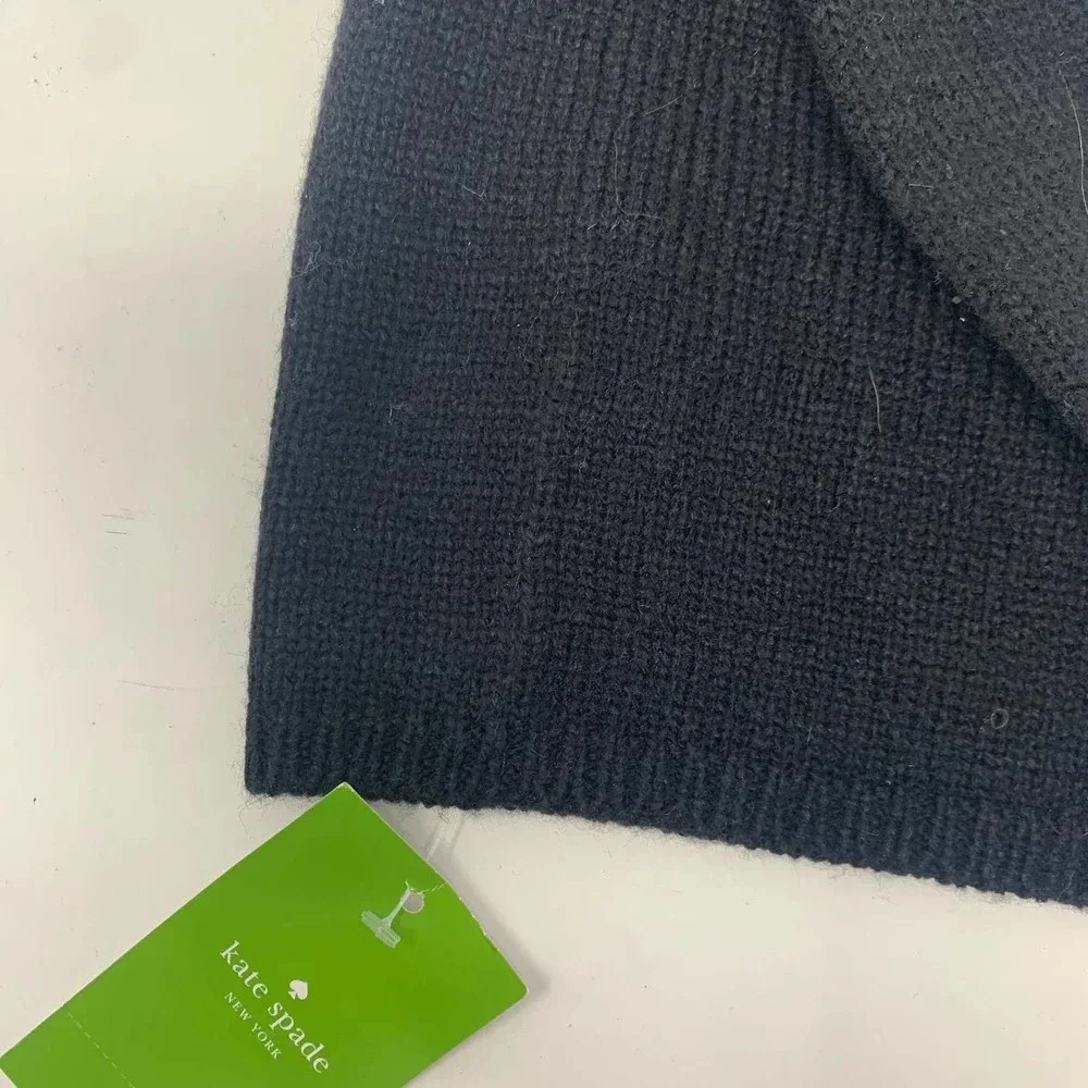 Kate Spade Pom‎ Pom Black Taxi Beanie Hat
